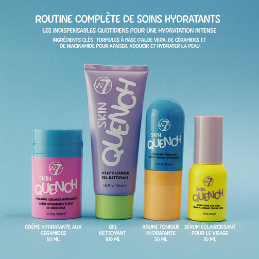 Skin Quench Coffret Cadeau Soins Visage Hydratants (Nettoyant, Tonique, Crème) - W7