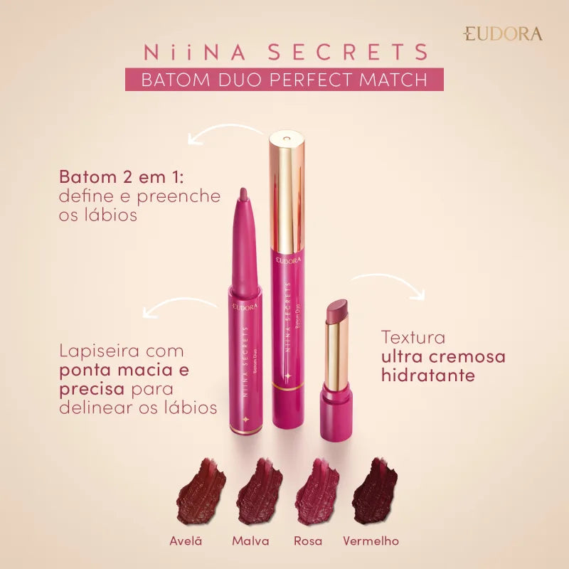 Rouge à lèvres noisette Duo Perfect Match Niina Secrets 1,65g