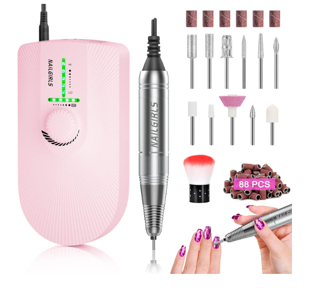 Kit de broca elétrica profissional para unhas, 11 em 1 sem fio, 35.000 rpm