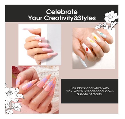 Kit de Vernis Gel Noir Gris Blanc Nude Rose