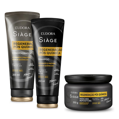 Combo Siàge Régénération Post-Chimique : Shampoing 250 ml + Masque 250 g + Après-shampoing 200 ml