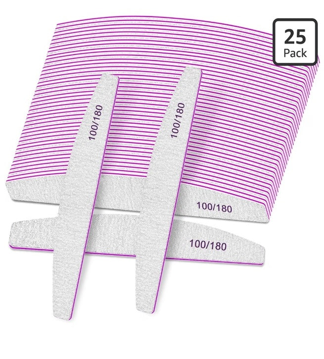 Limes à Ongles Professionnelles Double Face Grain 100/180 - Lot de 25 - Selistamm