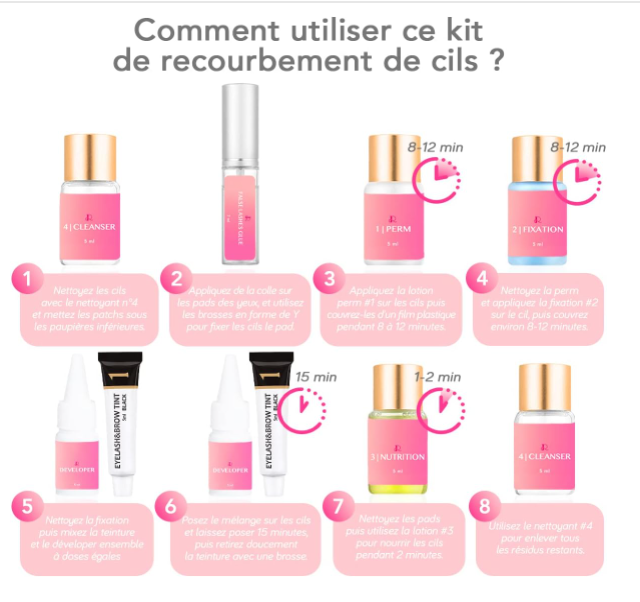 Kit profissional de extensões de cílios coloridos