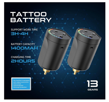 Kit de tatuagem sem fio com 2 baterias