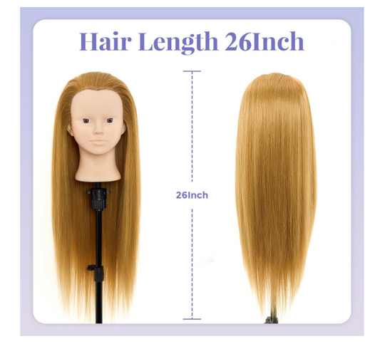 Kit Tête d'Entraînement + Support + Accessoires 50 % de Cheveux Humains