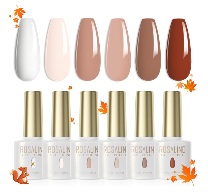 Kit de esmalte em gel branco nude vermelho escuro marrom
