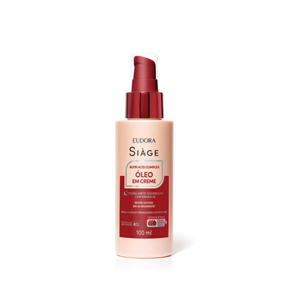 Huile en Crème Siàge Nutri Acid.Complex 100 ml, flacon pompe rouge et blanc, soin capillaire sans rinçage Eudora
